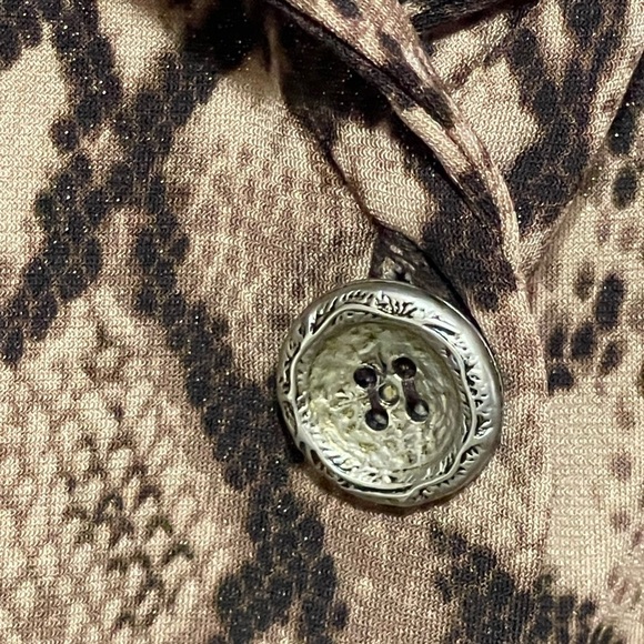 Simonton Says Snakeskin Brown Metalic Tunic Top SZ XL - Picture 8 of 11